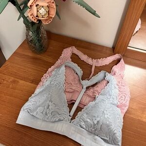 Victoria's Secret Lace Bralette Duo - Pink and Light Blue